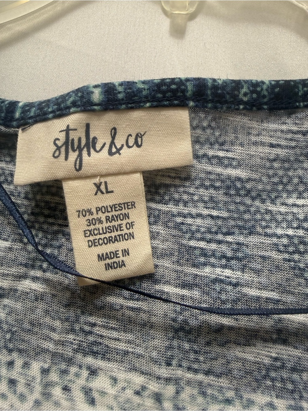 Style & Co. Blue Patterned Embroidered Tank Top - Picture 2 of 4